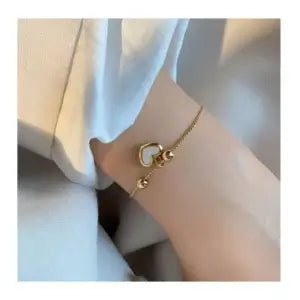 White Heart Gold Plated Bracelet
