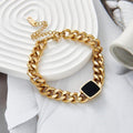 Cuban Chain Black Square Bracelet