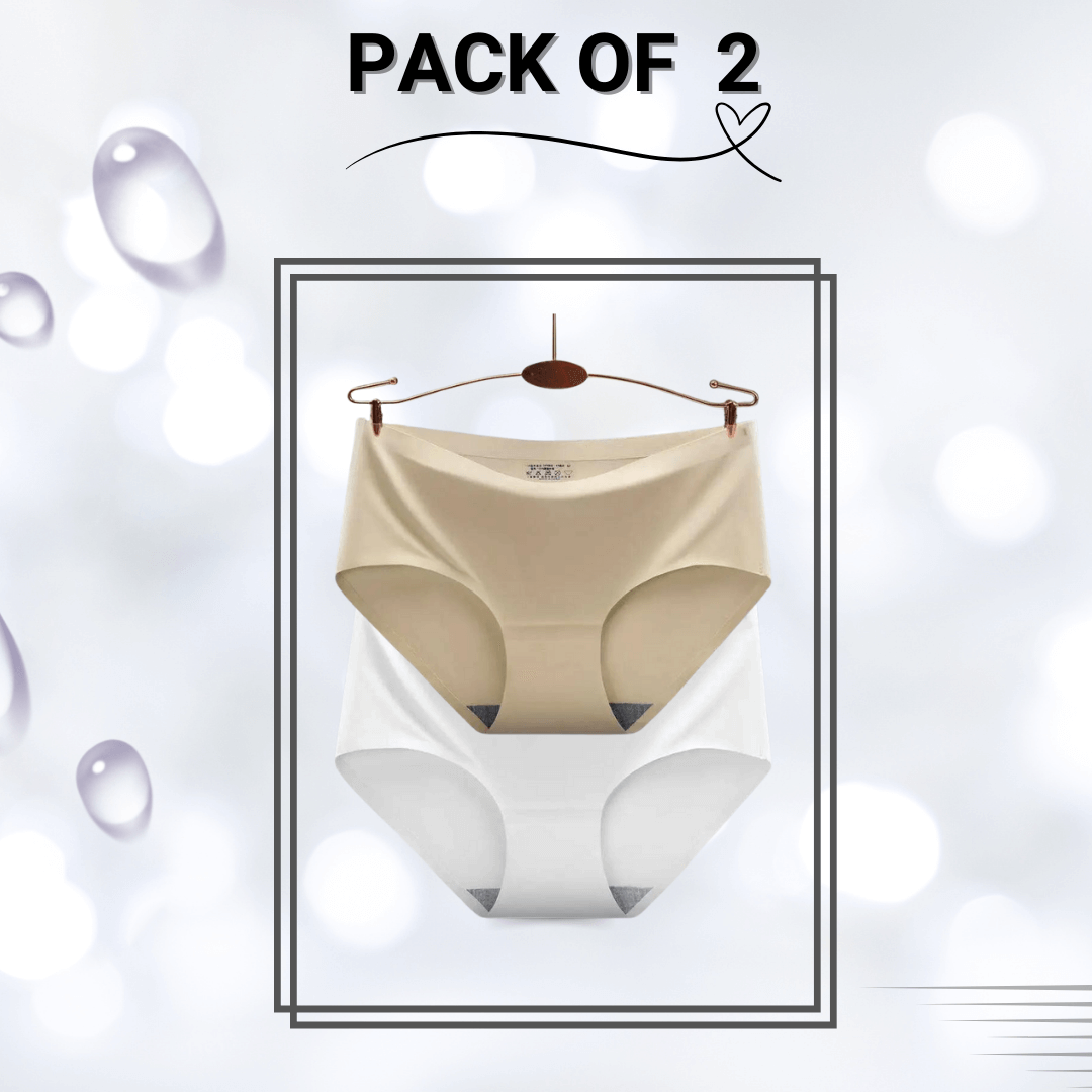 Seamless Ice Silk Panties Pack of 2 (White, Nude)
