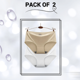 Seamless Ice Silk Panties Pack of 2 (White, Nude)