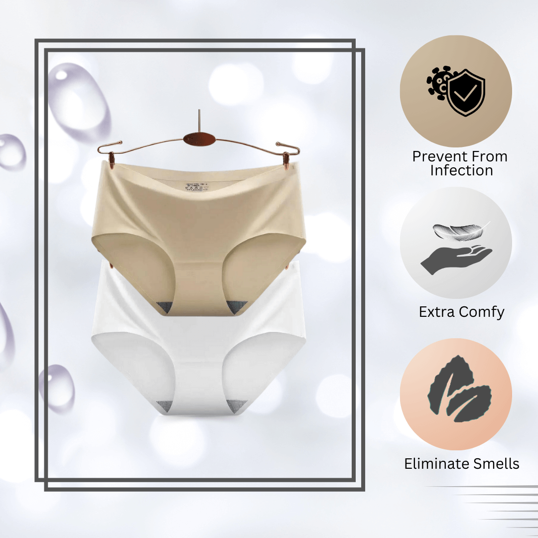 Seamless Ice Silk Panties Pack of 2 (White, Nude)