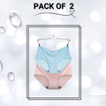 Seamless Ice Silk Panties Pack of 2 - Small (Pinkish brown, Sky Blue)