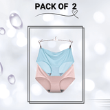 Seamless Ice Silk Panties Pack of 2 - Small (Pinkish brown, Sky Blue)