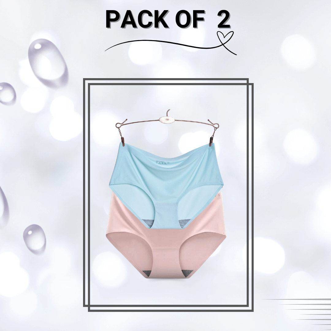 Seamless Ice Silk Panties Pack of 2 - Small (Pink, Sky Blue)