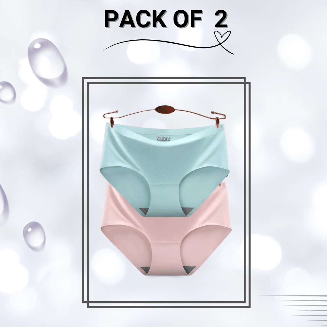 Seamless Ice Silk Panties Pack of 2 - Large (Pink, Light Sea Green)