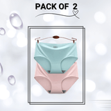 Seamless Ice Silk Panties Pack of 2 - Large (Pink, Light Sea Green)
