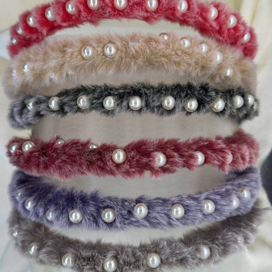 Young Girls Six Colors Pearl Fur Hair Band