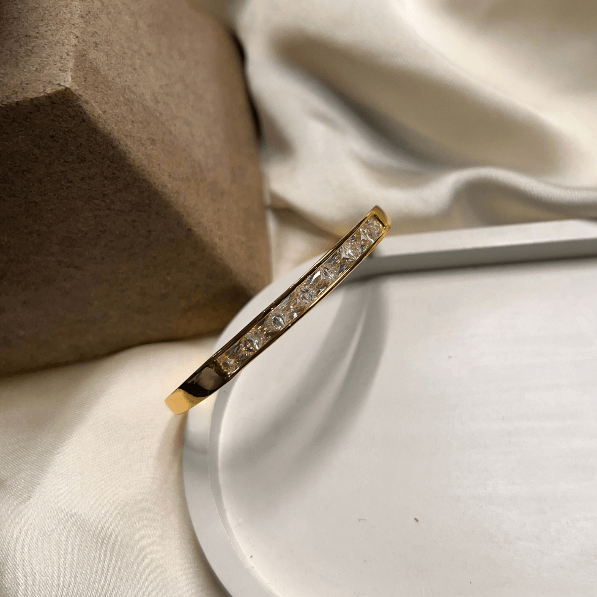 Hinged 18K Gold Plated Bangle