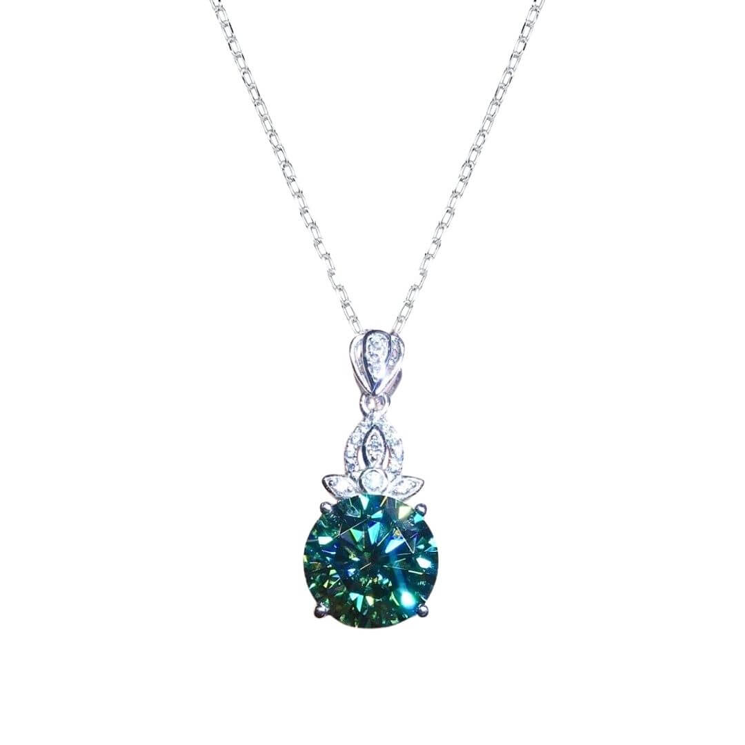 Crystal Clear Round Green Zircon Necklace