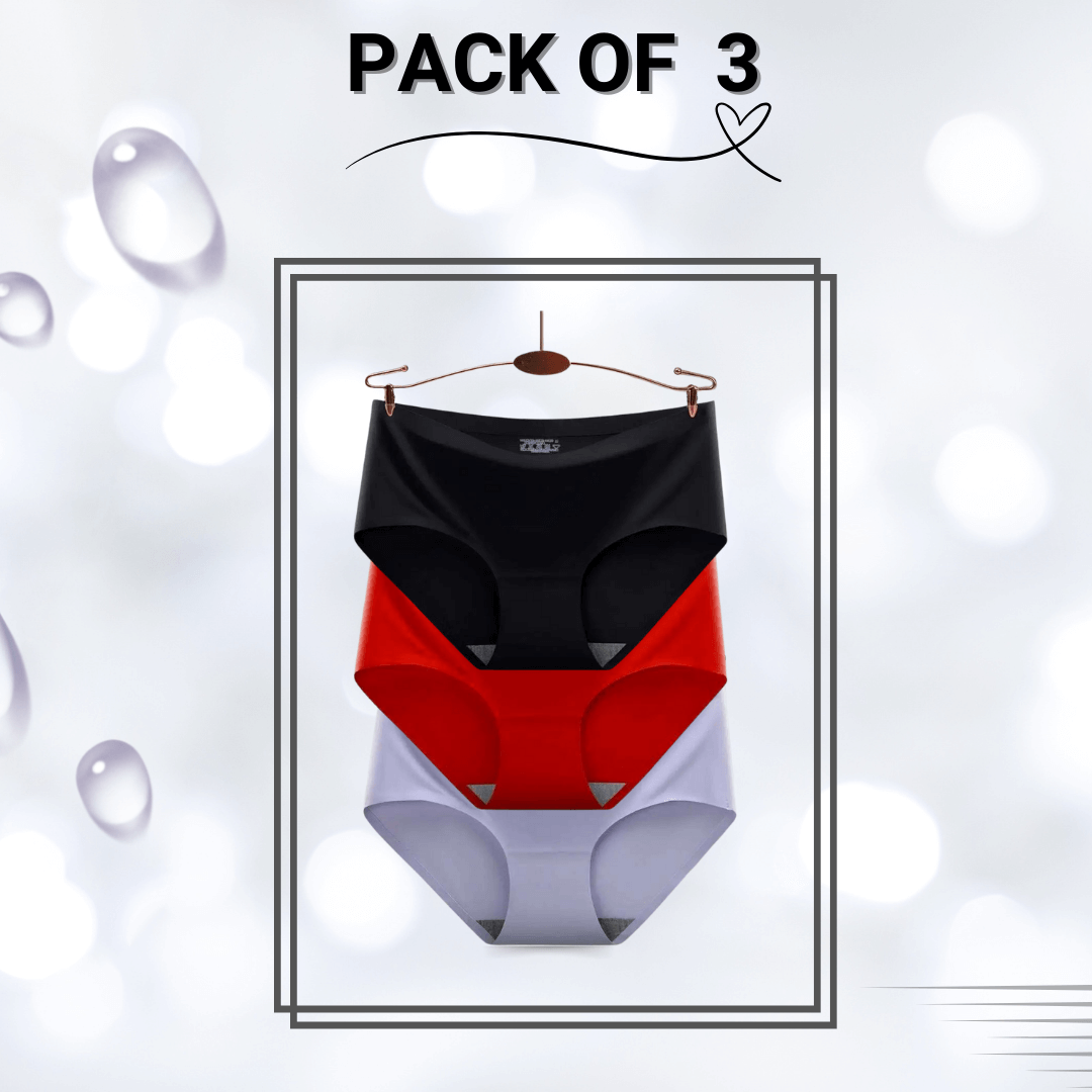 Seamless Ice Silk panties Pack of 3 (Red, Black, Purple)
