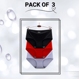 Seamless Ice Silk panties Pack of 3 (Red, Black, Purple)