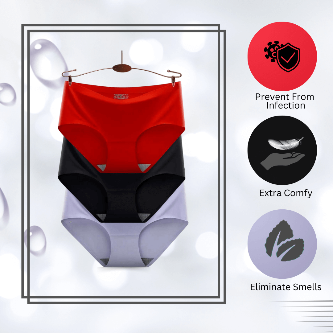 Seamless Ice Silk panties Pack of 3 (Red, Black, Purple)