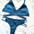Satin silk wrapped fancy Bra set