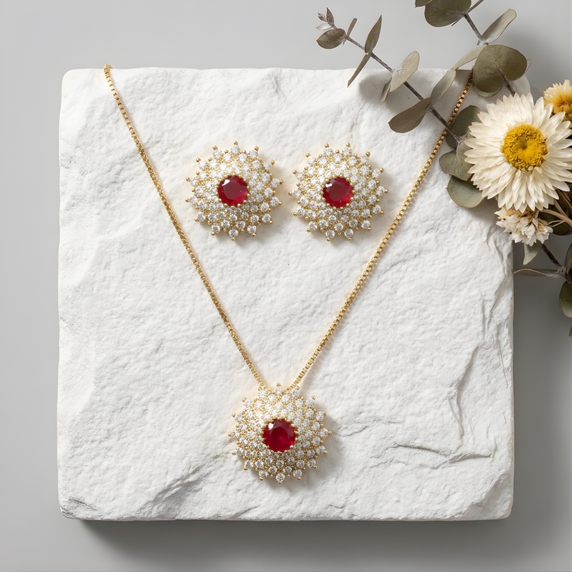 Salvanity American Diamond Pendant Set