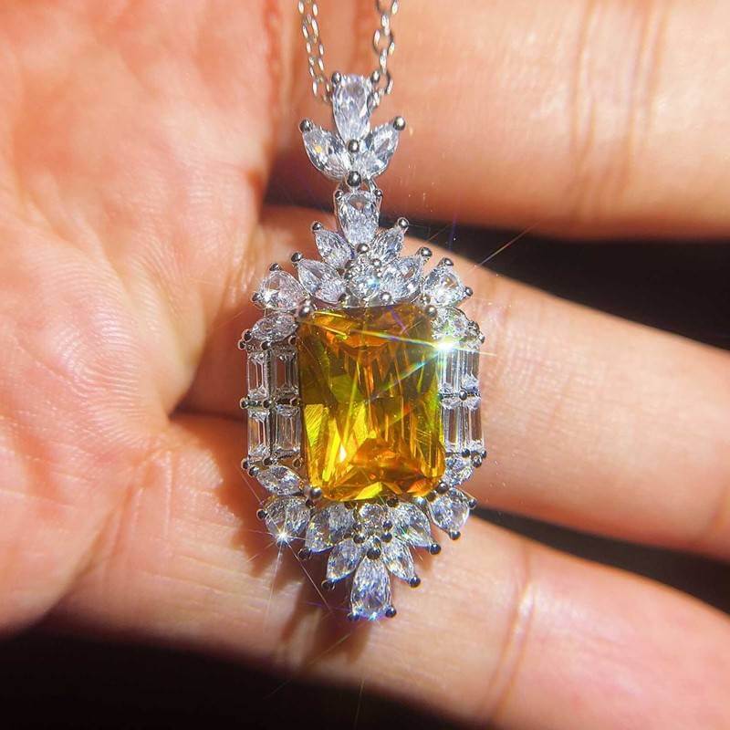 925 Silver Color Cubic Zirconia Marquise Shaped Necklace