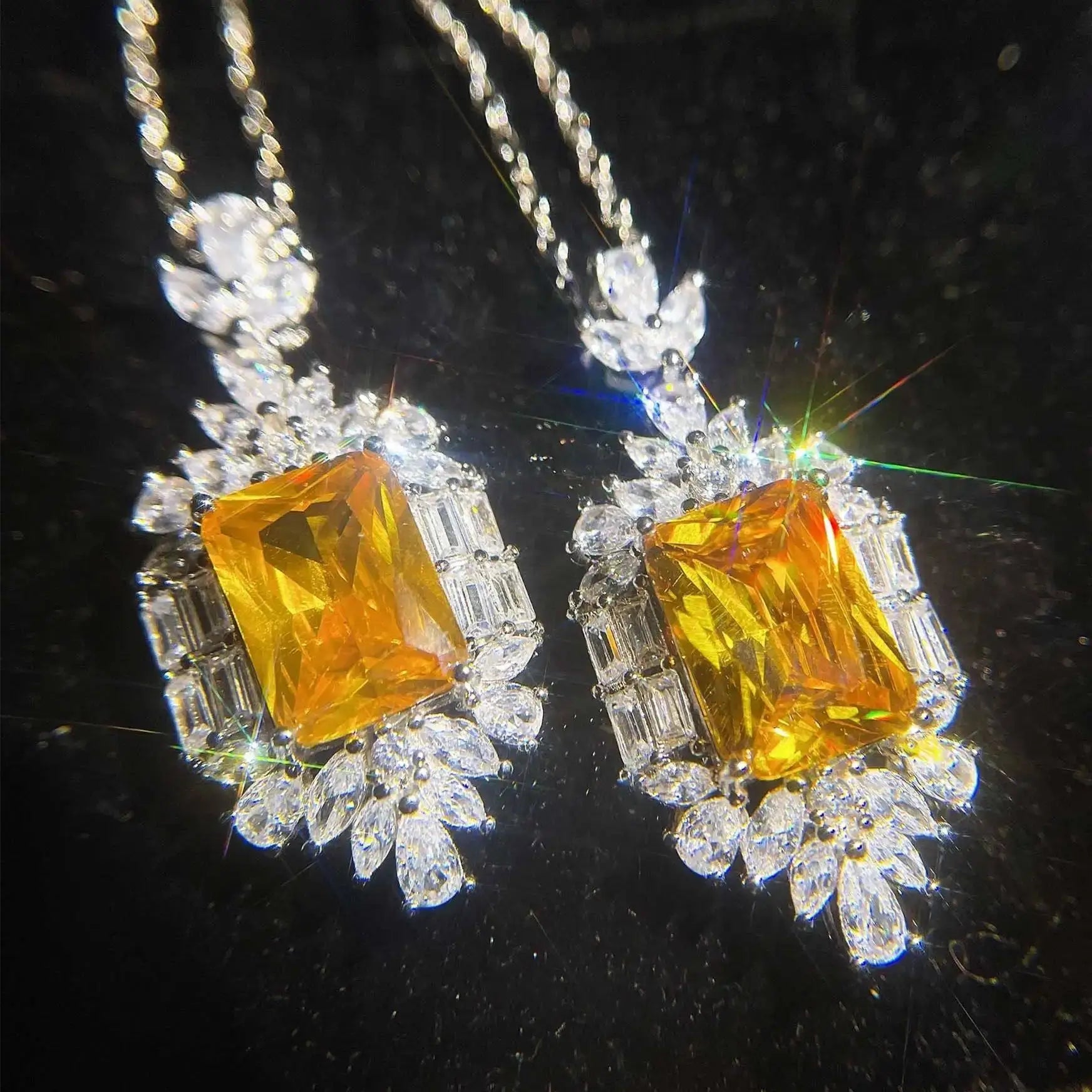 925 Silver Color Cubic Zirconia Marquise Shaped Necklace