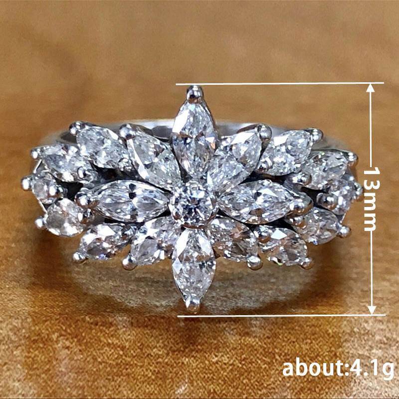 Flower Marquise Cut Ring