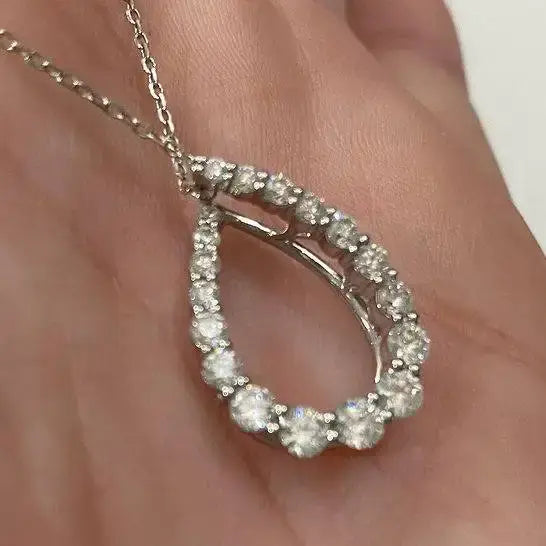 925 Sliver Plating Zirconia Water Drop Dainty Necklace