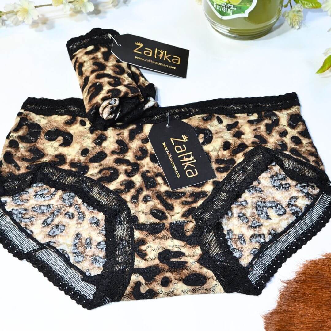 Leopard full net Pantie lace trim