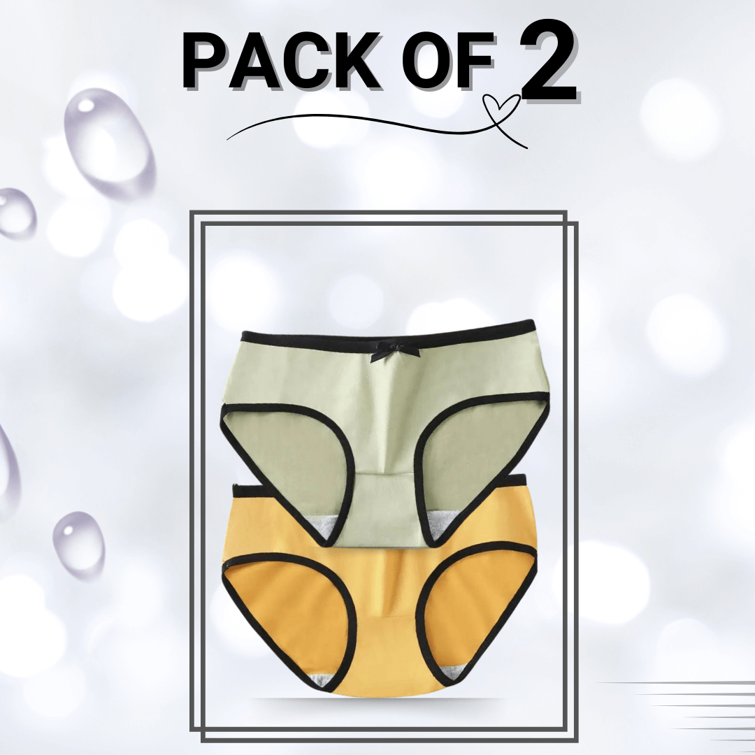 Cotton Panties Pack Of 2 (Large) (Green , Yellow)