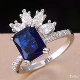 Anillos Goldfish Leaf Shape Blue Ring
