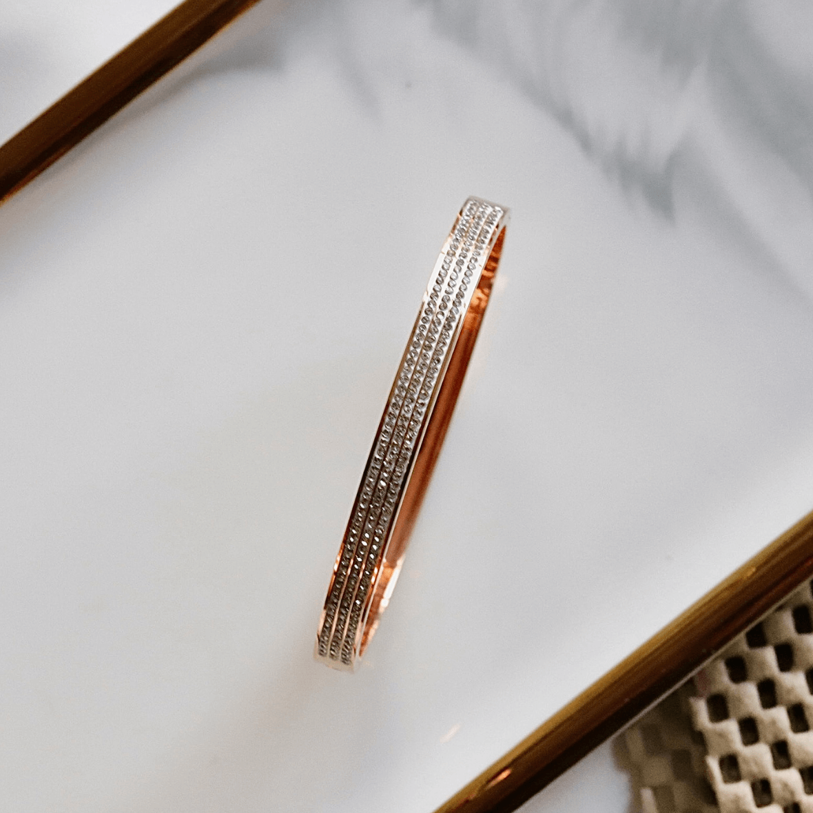 Stainless Steel Sparkling Zircon Bangles