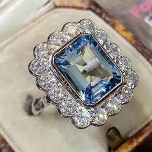Big Dark Blue Sapphire Square Stone Ring