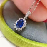 Bling Oval 925 Silver Plated Crystal Necklace