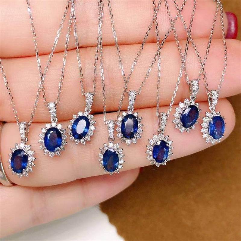 Bling Oval 925 Silver Plated Crystal Necklace