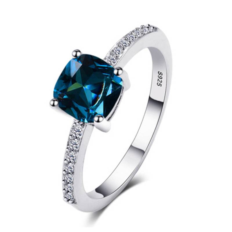 Square Blue Zircon Ring