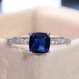 Square Blue Zircon Ring