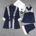 Bridal Silk Gown 3 Piece Set - Blue