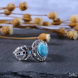 Bohemia Vintage Turquoises Sea Opal Stone Ring