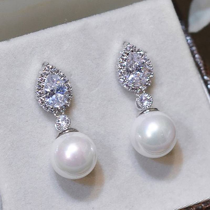 silver pearl earrings
