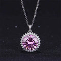 Luxury 925 Silver Plated Pink Cubic Zirconia Necklace