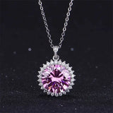 Luxury 925 Silver Plated Pink Cubic Zirconia Necklace