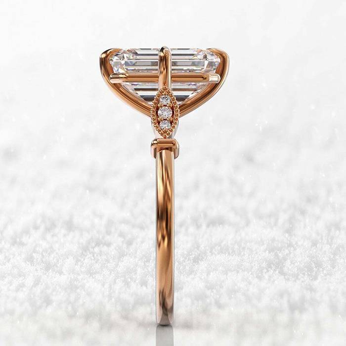 Princess Cut Rose Gold Plated Solitaire Ring