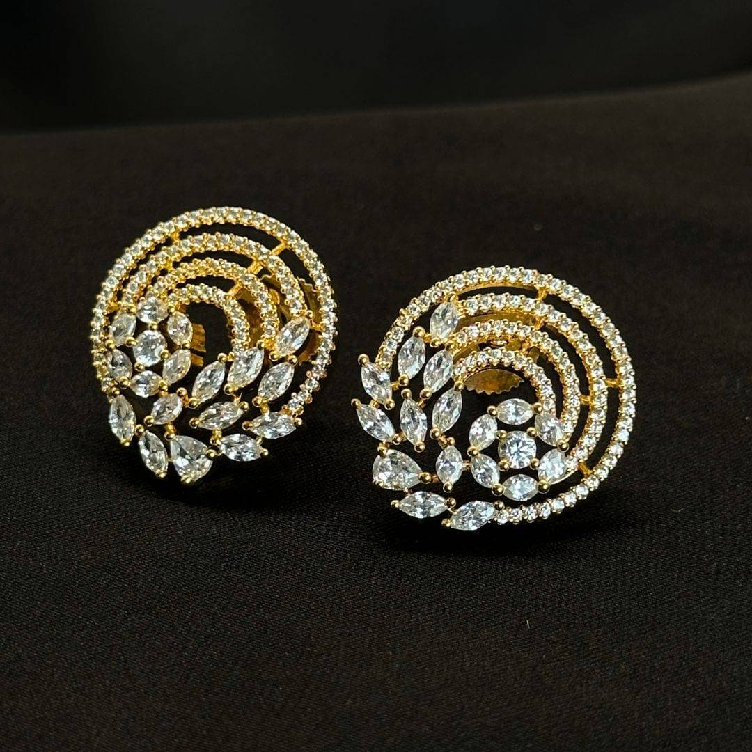 18K Gold Plated White Studs