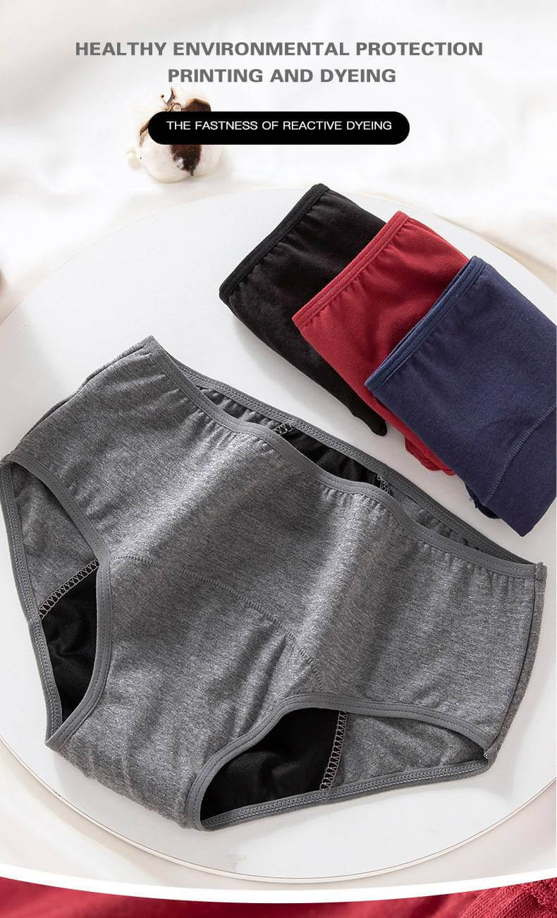 Comfortable Cotton Panty Women's Period Briefs - Gray