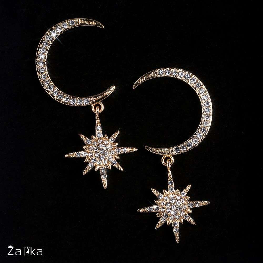 Crystal Moon Star Earrings