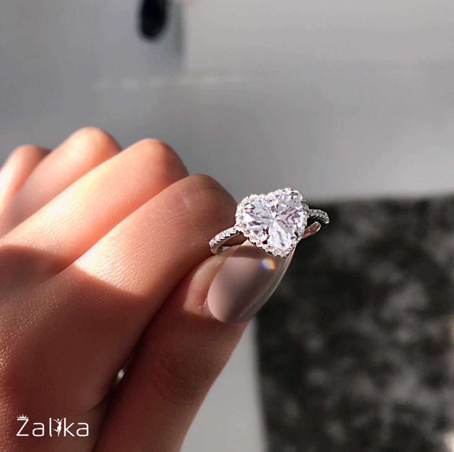 Cute Engagement Heart Ring