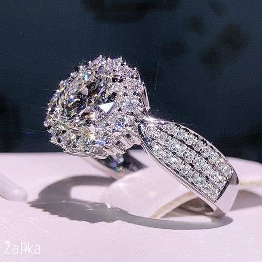 Dainty Round Sun Flower Zircon Ring