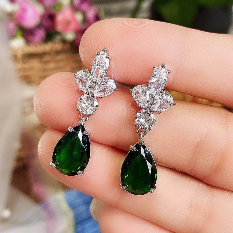 Emerald Green Stone Earrings