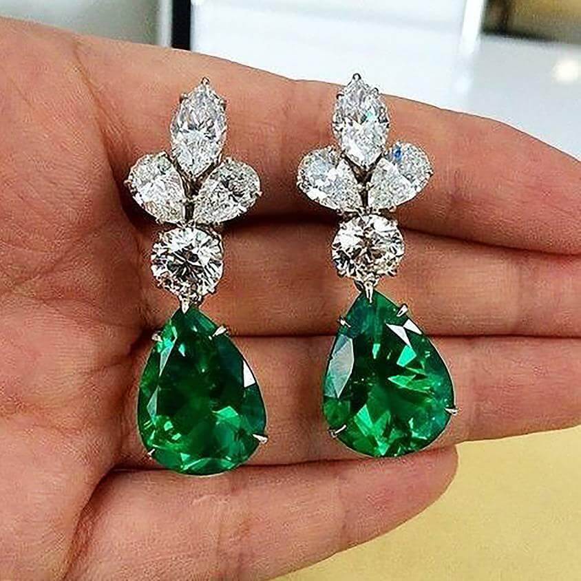 Emerald Green Stone Earrings