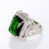 Emerald Luxury Big Rectangle 925 Silver Plated Ring