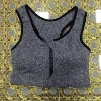 Fitness wear Zipper Yoga Bra - Gray