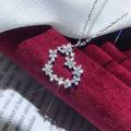 Flower Shape Lover Heart 925 Silver Plated Necklace