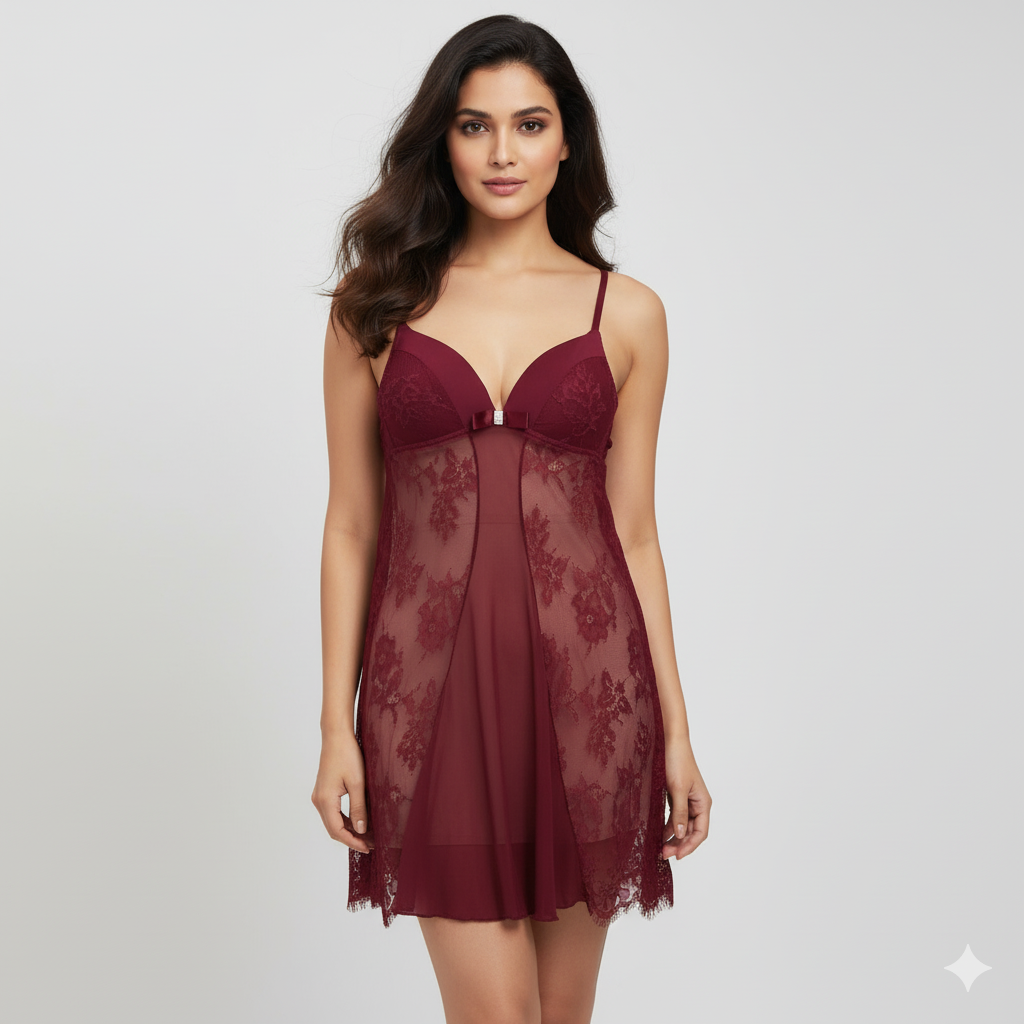 Short Lace Nighty With Panty