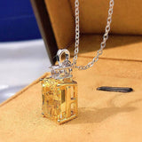 Geometric Yellow Crystal Charms Necklace