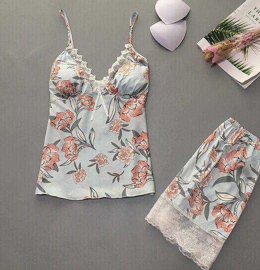 Silk Floral 2 Piece Net Wear - Green